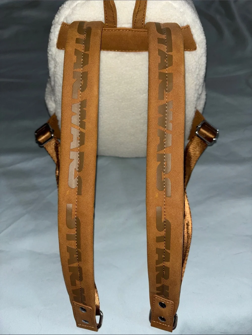Loungefly Star Wars Cream Sherpa Grogu Backpack with Brown Accents